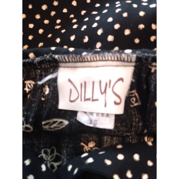 Vintage Dilly's Women's Black 100% Cotton Floral Dress XS Hand Made In USA - Picture 8 of 9